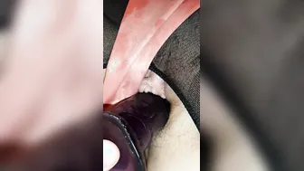 double penetration with huge cucumber vibrator suction cup cock and Enigma cunt spread