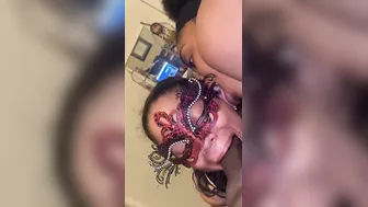 Hispanic and African hoe deep throat bbc together into 3 way