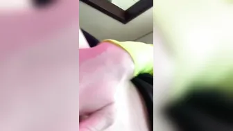 Blonde plays into tight lime blouse