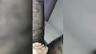 rubbing my soak pussy on my stockings