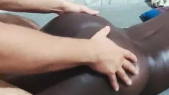I gives my african roommate a rubs inside the butt and she getting lusty