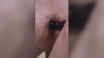 Thin skank leaks lots of precum from vibrating booty plug. Girlfriend filthy talk.