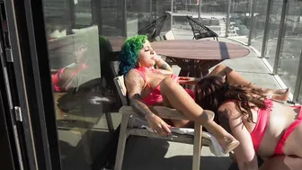 2 turned on MILFs play with each other will waiting for big black dick