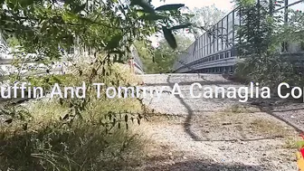 She runs on toes and he on his bike then fucks her inside the street