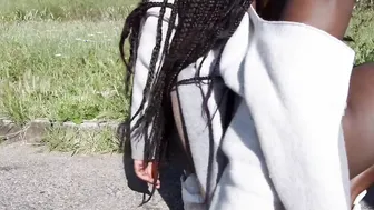 huge butt ebony cunt with mouth completely nude and masturbating into the backstreet
