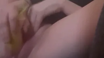 Touching my leaking cunt and then finish off fucking myself with a banana