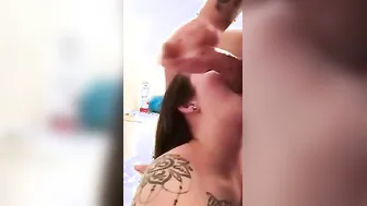 Draining his nuts inside the restroom