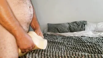 Bushmanjim and Buddy Keegan boned and double penetration boned their new Sohimi male sex doll then both cum on dildo