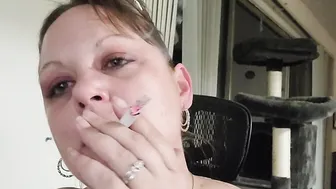 Goddess dark hair Smoking up close