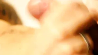 White women loves blowing ebony nuts while he jerks off