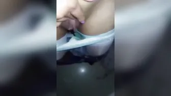 Soaking Leaking underwear - masturbating inside club outdoor bathroom