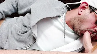 Sucking Off my red hubby on the beach