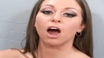 Dark Haired food bondage sluts play with her foot during sex