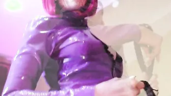 Purple Dominatrix Eva Rubber Bondage Cougar Kink FETISH Solo goddess