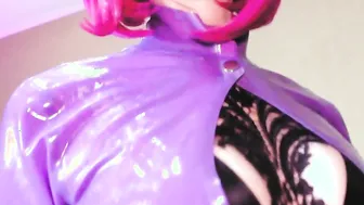 Purple Dominatrix Eva Rubber Bondage Cougar Kink FETISH Solo goddess