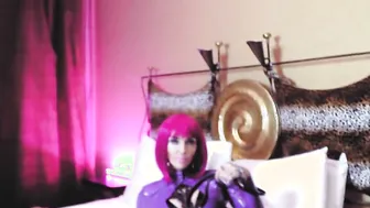 Purple Dominatrix Eva Rubber Bondage Cougar Kink FETISH Solo goddess
