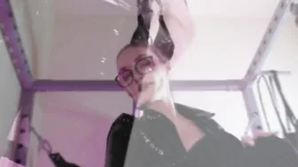 Bondage Old Domina Eva Rubber Vinyl latex solo glasses heels