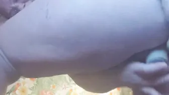 Play with lace panty for french fan and then send it to him