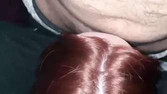 Bombshell Booty Readhead Crush finally came over and swallowed my thick dick