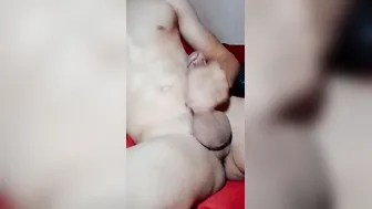 Softcock jerking off with piercing (vertical clip)