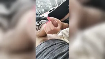 Teens Stepsister masturbation my gigantic cock cum