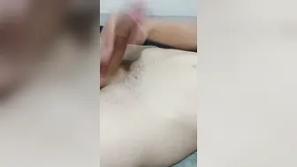 boy masturbates with soft dick during the day