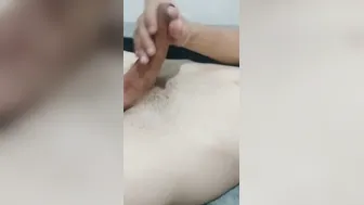 boy masturbates with soft dick during the day