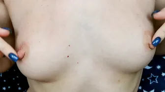 Bae massaging her tiny hooters with huge nipples