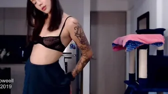 Colombian college bimbos with a skinny inked body and a