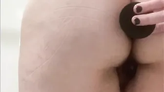 Old cougar BBW Booty plug buttplug insert and push out into kitchen