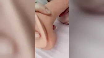 Blowing my gigantic vibrator clean of my cum