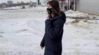 Hottie teens performance snatch near construction site