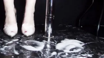 cum filled clear heels