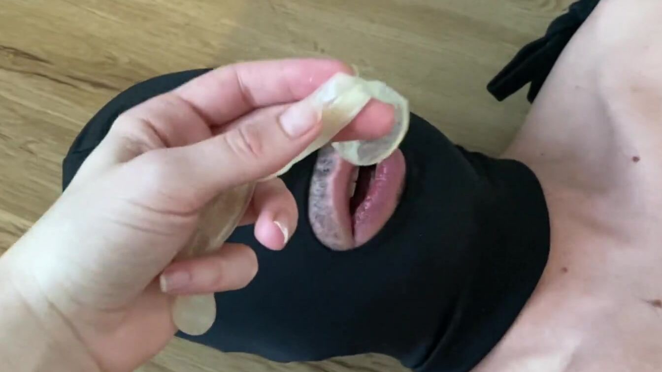 My chastity sissy BF swallow bulls cum from condom and foot 4kPorn.XXX pic