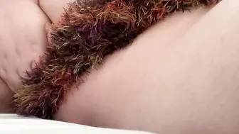 BBW Evie cum on a fluffy scarf (unique request)