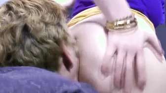 Dominated college girl got instruction to lick the booty and asshole of his blond professor.