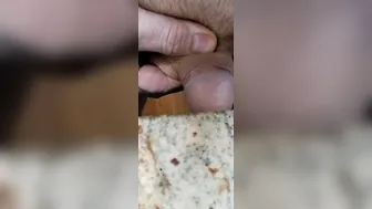 Slapping my lil dic on toilet counter