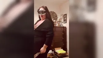 Thick tgirl with messy tracks spanks herself for you