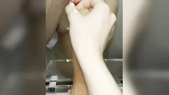Look what i did with White Gigantic Dick inside Shower