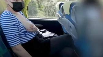 Outdoor bus risky crossed legs masturbation to orgasm