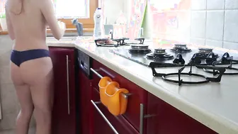 Ex-Wife into Lingerie Cleans the kitchen and Im Peeping. AnnaHomeMix