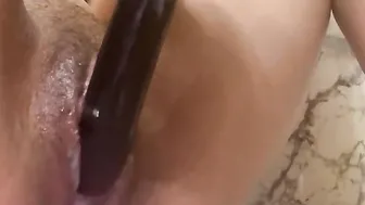 Mixed Tight Oily Twat Creams All Over Dildo