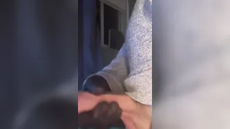 Jerking a huge cock off