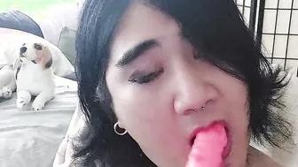 Lonely Lady Boy Deepthroats a Sex Toy