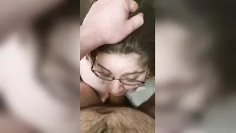 Sucking Off and Gagging on Daddys Penis Until He Ejaculates all Over my Face and Glasses