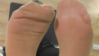 Toes bdsm Hot toes inside soft nylon socks is resting on the bed