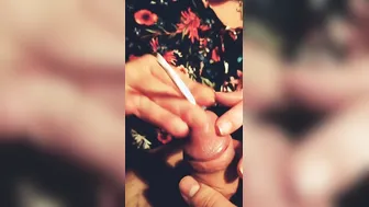 She likes to play with my penis and smoke a cigarette