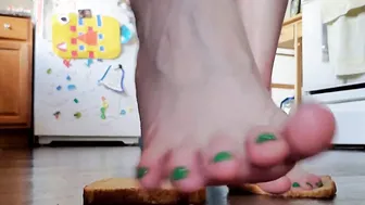 Fem Dom Bread Food Crush Bondage Giantess Food Stomp Bondage for Toes Sub Order