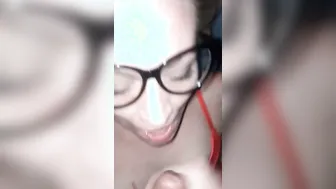 Gigantic cummed facial and into mouth - Misty Gags