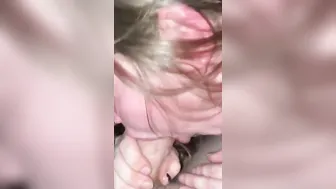 19 year mature sucks/deepthroats gigantic penis into vehicle